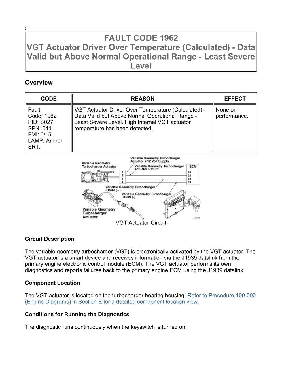 Cummins VGT fault 1962 Troubleshooting Manual — ISB6.7 CM2150 DTC - preview page 1 of 3