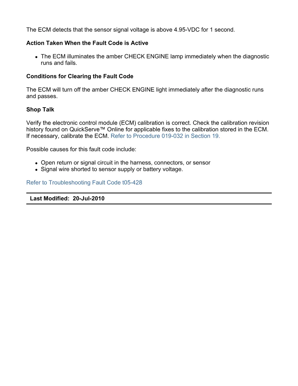 Cummins water fuel sensor troubleshooting manual — Fault Code 428 - preview page 2 of 3
