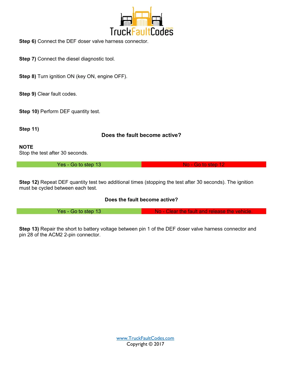 DEF dosing valve circuit — Detroit fault code SPN 3361 FMI 3 - page 2 is available after signing in