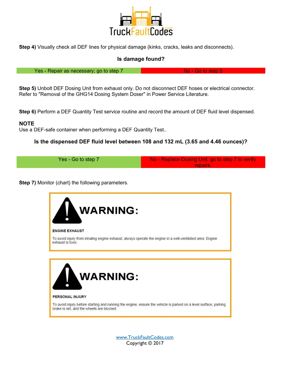Detroit DEF quality final — troubleshooting sheet for SPN – Guide - preview page 2 of 3
