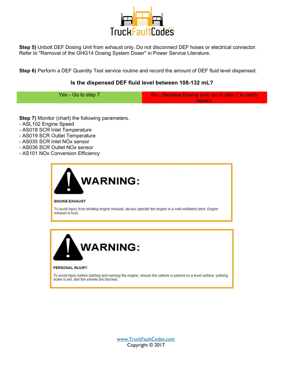 Detroit DEF quality GHG14 — troubleshooting sheet for SPN – Guide - preview page 2 of 3