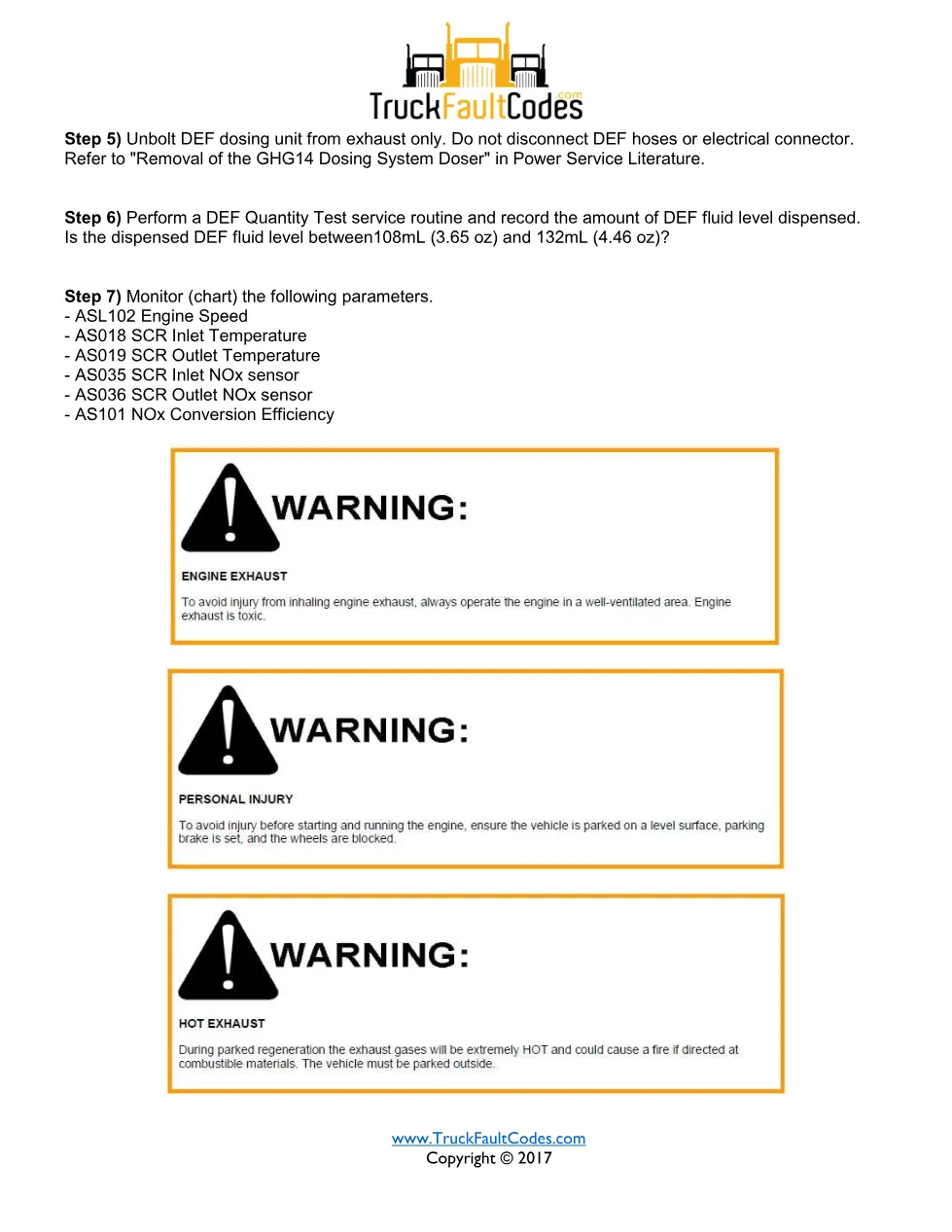 Detroit DEF quality warning — troubleshooting sheet for SPN - preview page 2 of 3