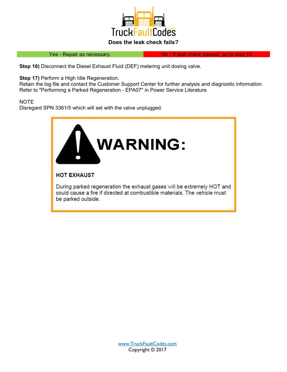 Detroit Fuel Quantity High – SPN 5357 FMI 16 EPA10 Fault Guide - page 3 is available after signing in