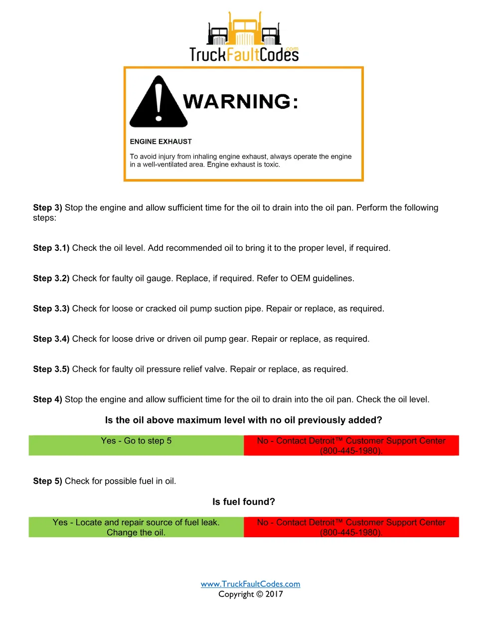 Detroit oil pressure fault — Very Low Oil Pressure fault code SPN - page 2 is available after signing in
