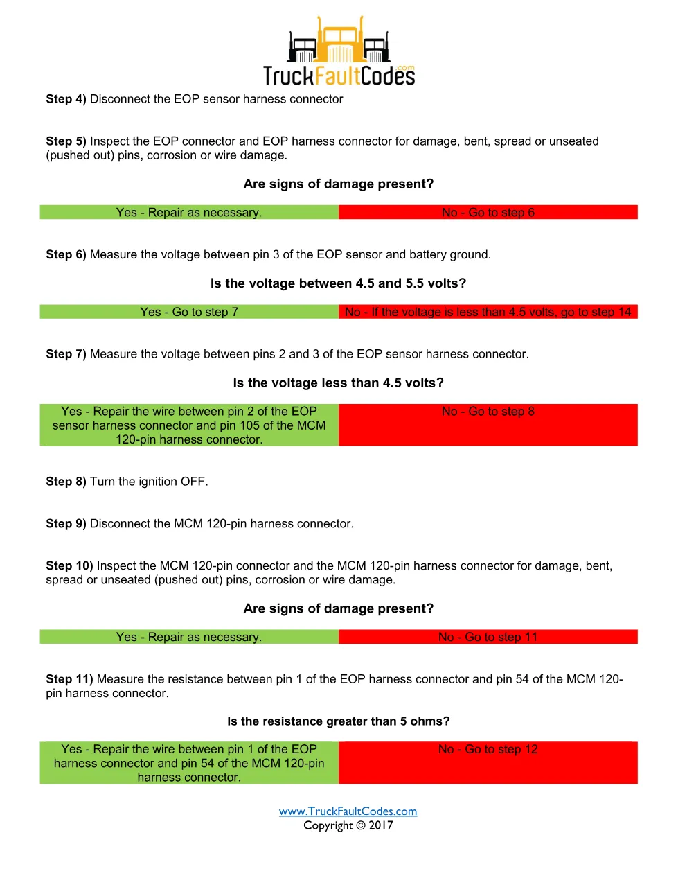 Detroit oil pressure sensor — SPN 100/FMI 4 troubleshooting - preview page 2 of 4