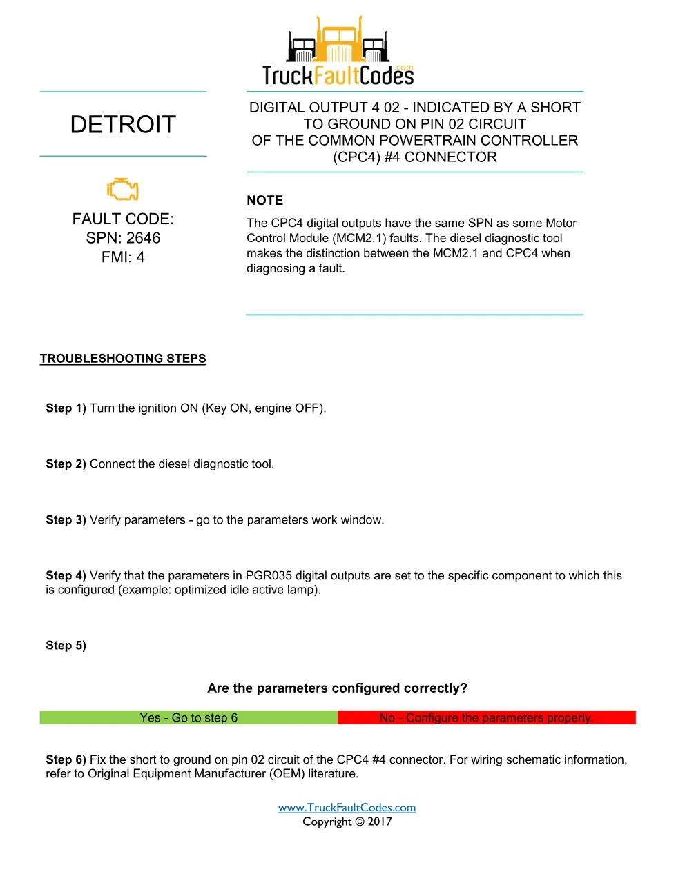 SPN 2646 FMI 4 — Detroit DD Series Digital Output 4-02 Short To - page 1 is available after signing in