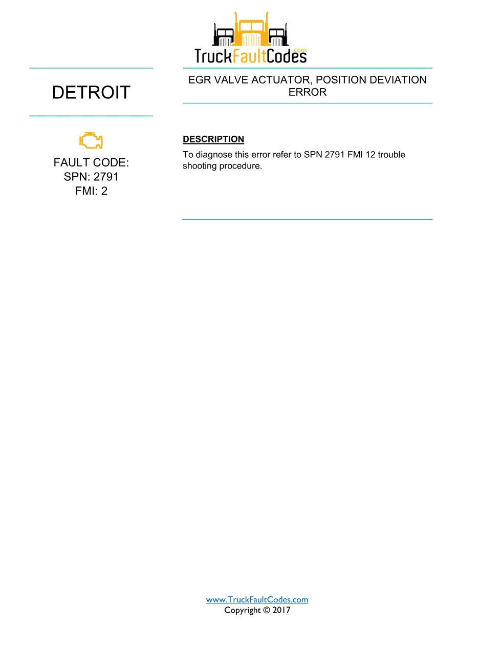 SPN 2791 FMI 2 — Detroit DD Series EGR Valve Actuator Position - page 1 is available after signing in