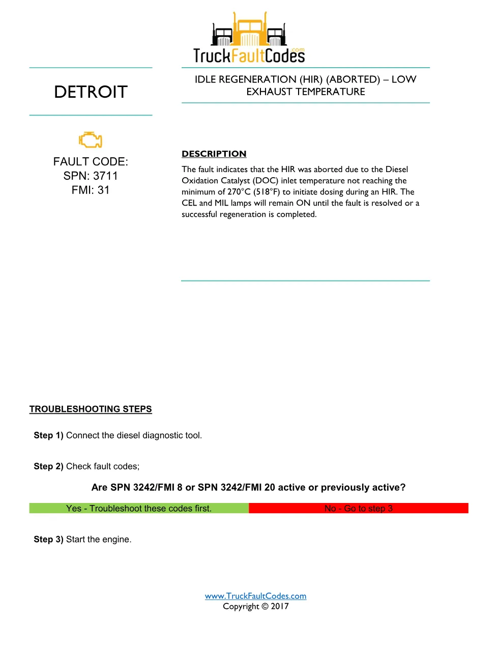 Detroit SPN 3711 EPA10 — DD Series EPA10/GHG14 DTC Sheet (PDF, 5 - preview page 1 of 5