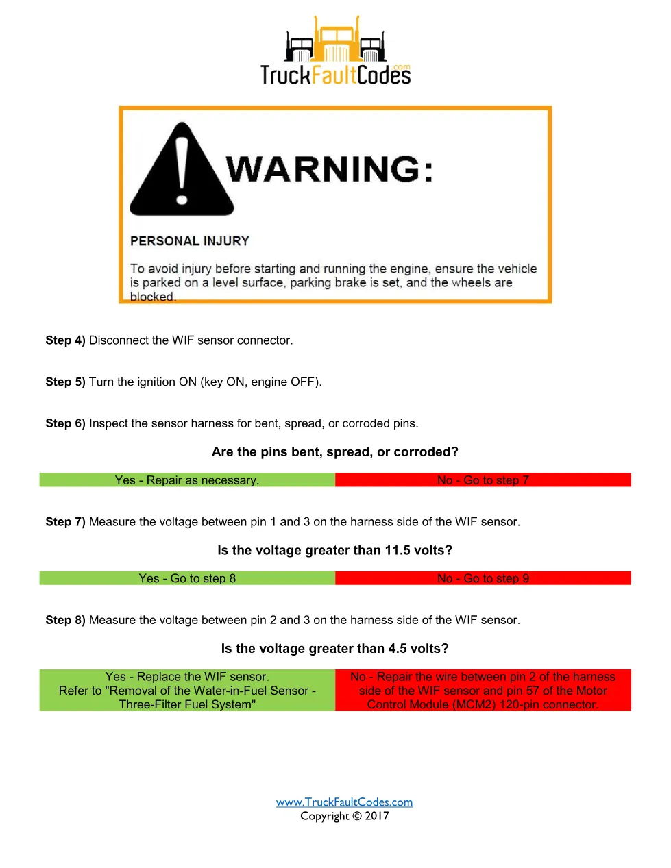 Detroit water in fuel — Detroit SPN 65279 FMI 15 fault code - preview page 2 of 3