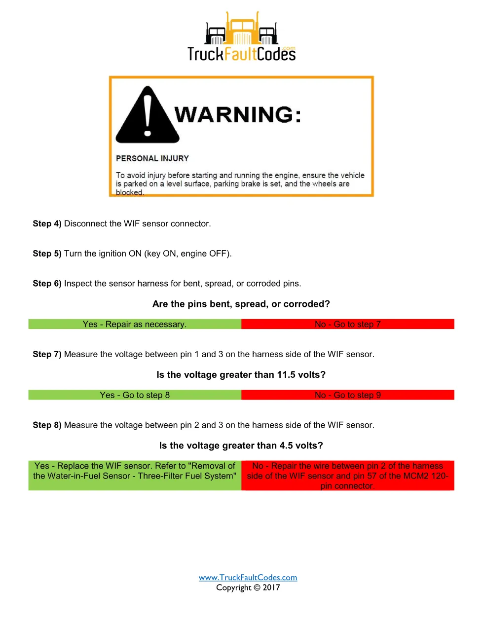 Detroit WIF sensor shutdown — Detroit SPN 65279 FMI 16 fault code - preview page 2 of 3
