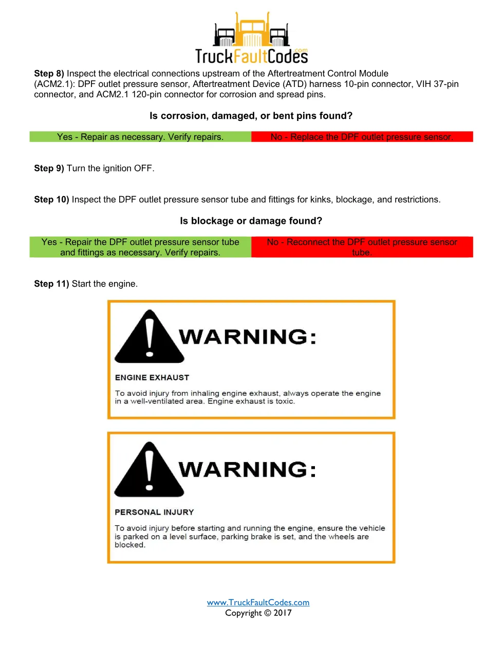 DPF pressure very high — Detroit fault code SPN 3251 FMI 0 — PDF, - preview page 2 of 4