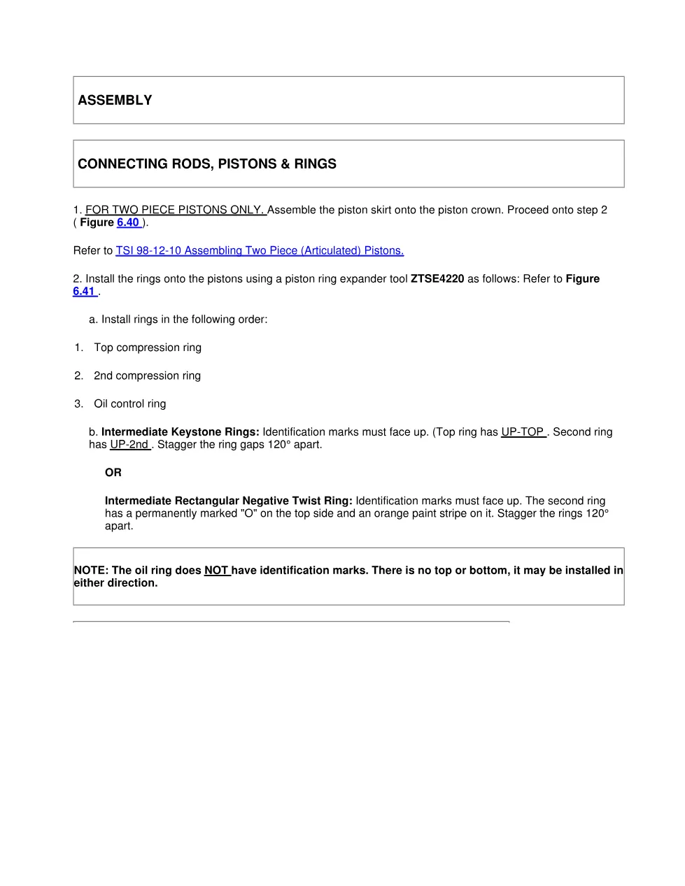 DT466 piston connecting rods — Section 6 engine service manual - preview page 1 of 6