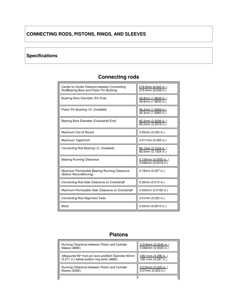 DT466 special torque values — Specifications and service tools - preview page 1 of 6