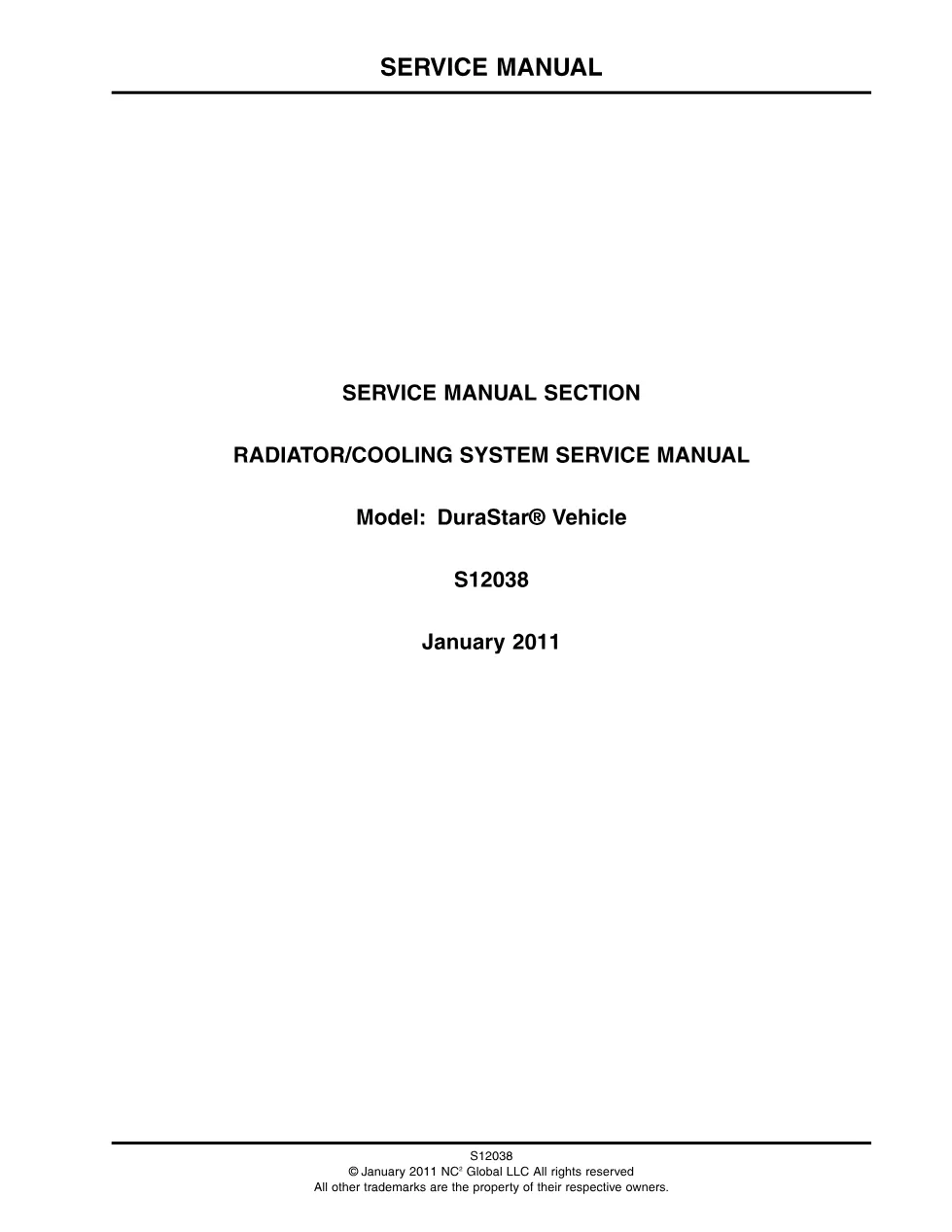 DuraStar cooling system manual S12038 — International radiator - preview page 1 of 6