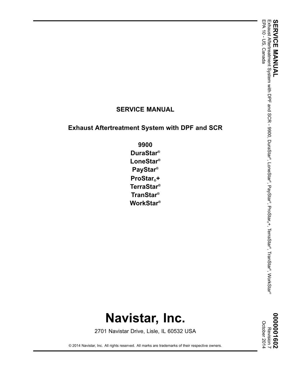 DuraStar exhaust aftertreatment service manual — DPF and SCR, - preview page 1 of 6