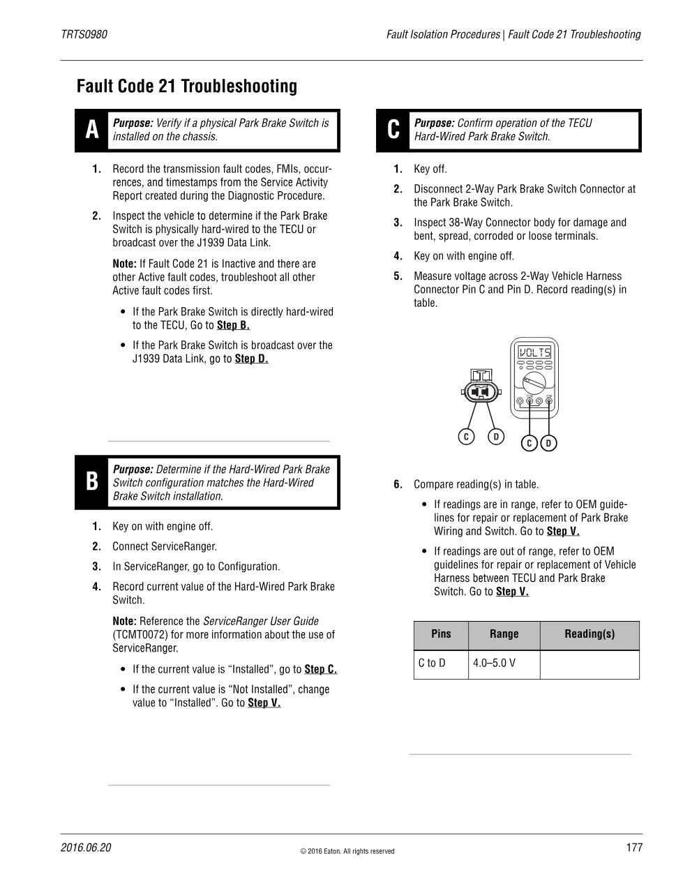 Eaton Fault Code 21 Troubleshooting — Fuller Advantage Park Brake - preview page 1 of 2