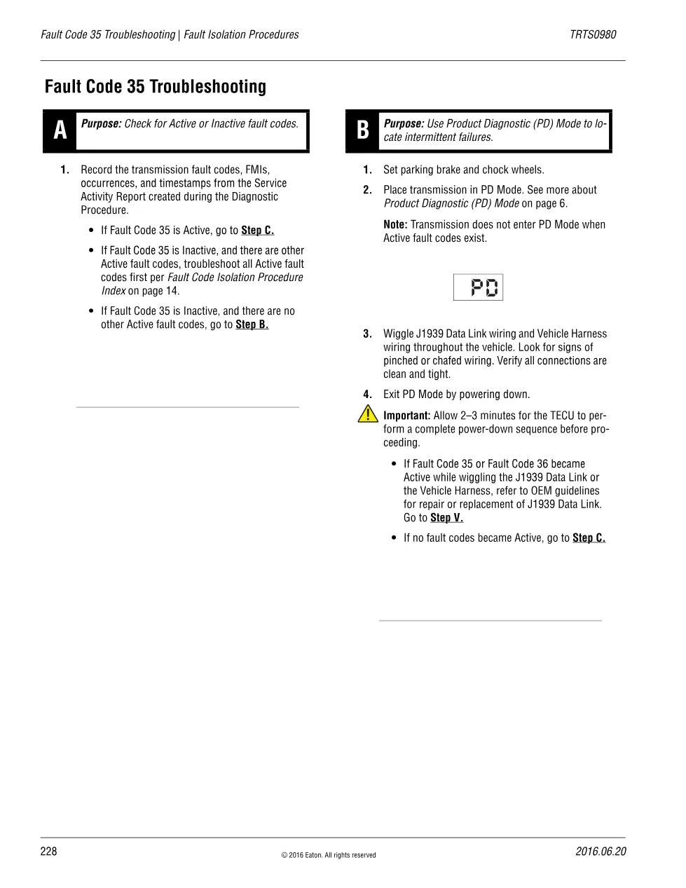 Eaton Fault Code 35 Troubleshooting — Fuller Advantage TRTS0980 - preview page 1 of 6