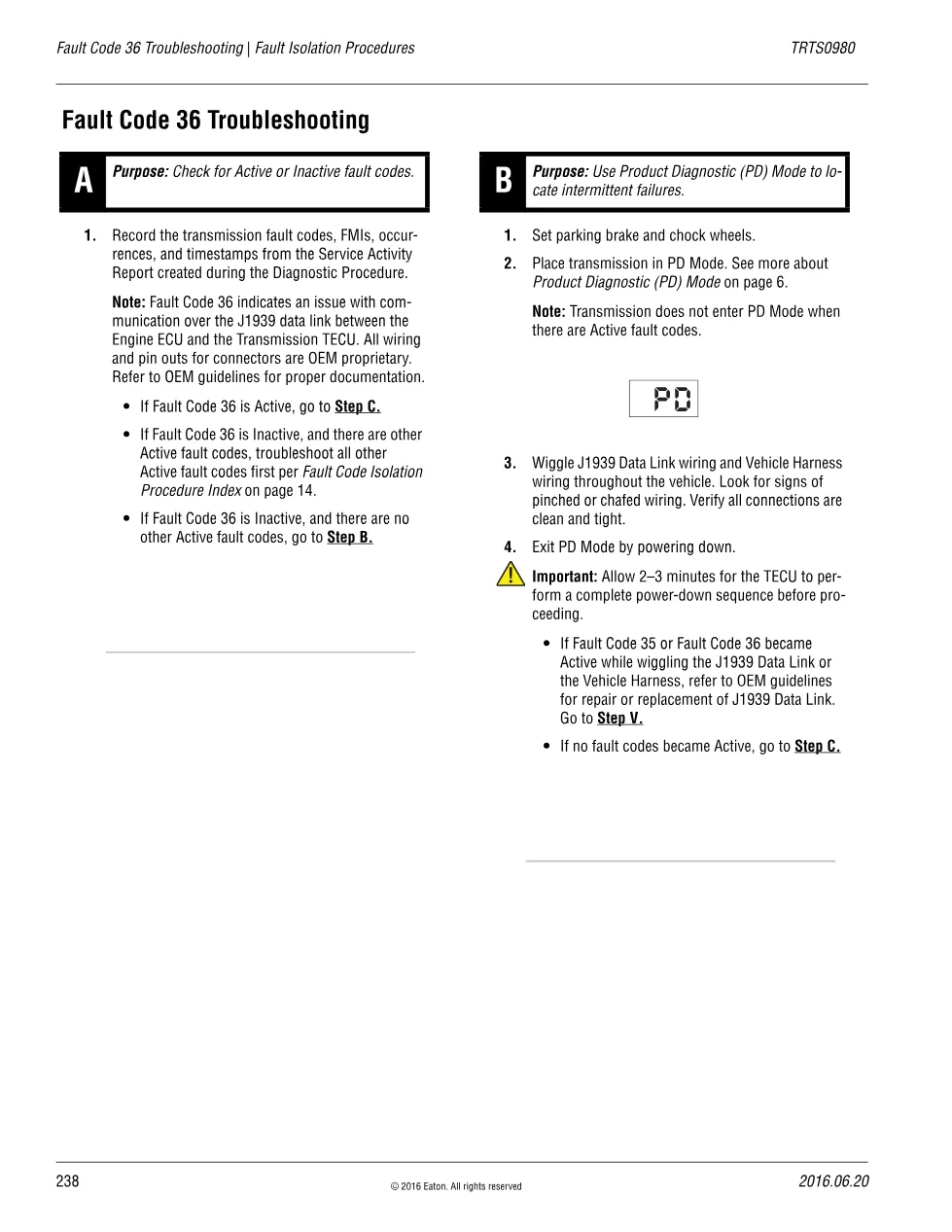 Eaton Fault Code 36 Troubleshooting — Fuller Advantage TRTS0980 - preview page 1 of 5
