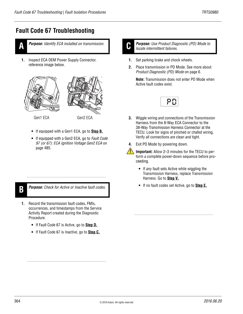 Eaton fault code 67: Troubleshooting – Fuller Advantage TRTS0980 - preview page 1 of 3