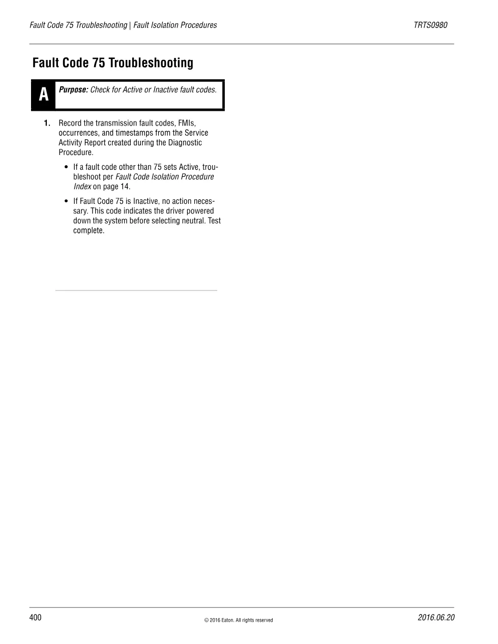 Eaton fault code 75: Troubleshooting – Fuller Advantage TRTS0980 - page 1 is available after signing in