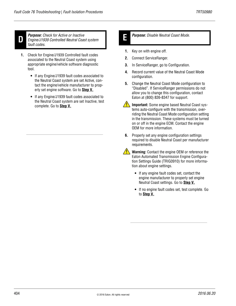 Eaton fault code 76: Troubleshooting – Fuller Advantage TRTS0980 - preview page 2 of 3