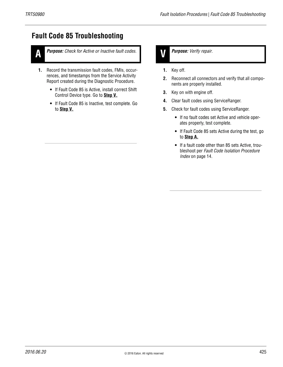 Eaton fault code 85: Troubleshooting – Fuller Advantage TRTS0980 - page 1 is available after signing in