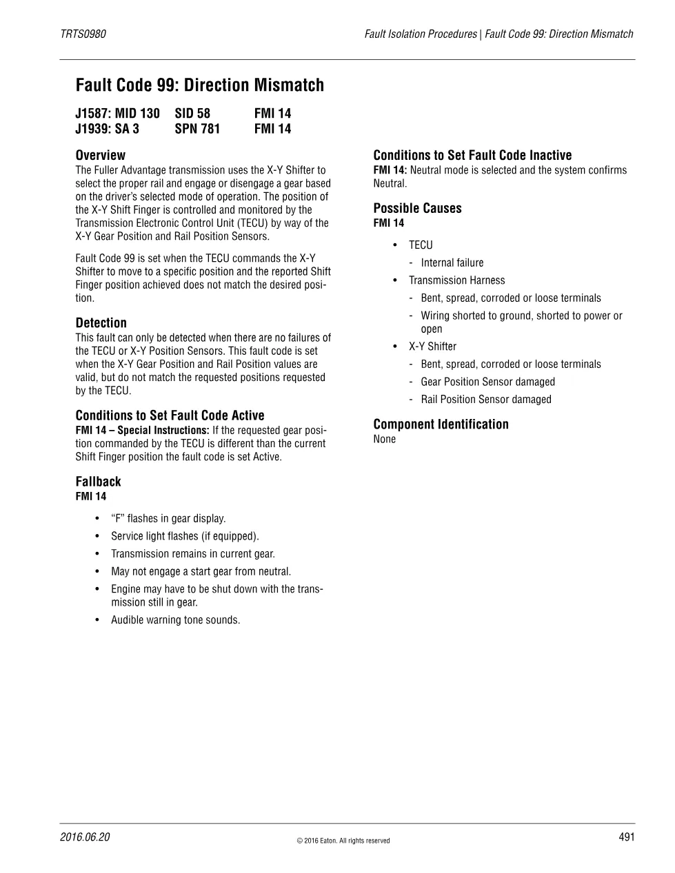 Eaton Fault Code 99 Direction Mismatch — X-Y Shifter Fault - page 1 is available after signing in