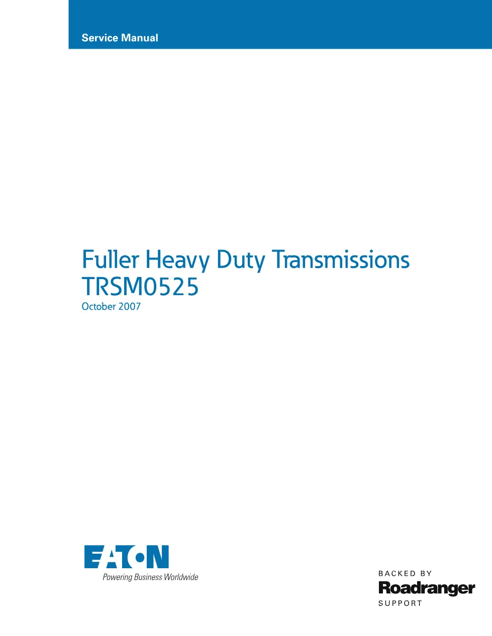 Eaton Fuller transmission rebuild — RTO-14615 Fuller service - preview page 1 of 6