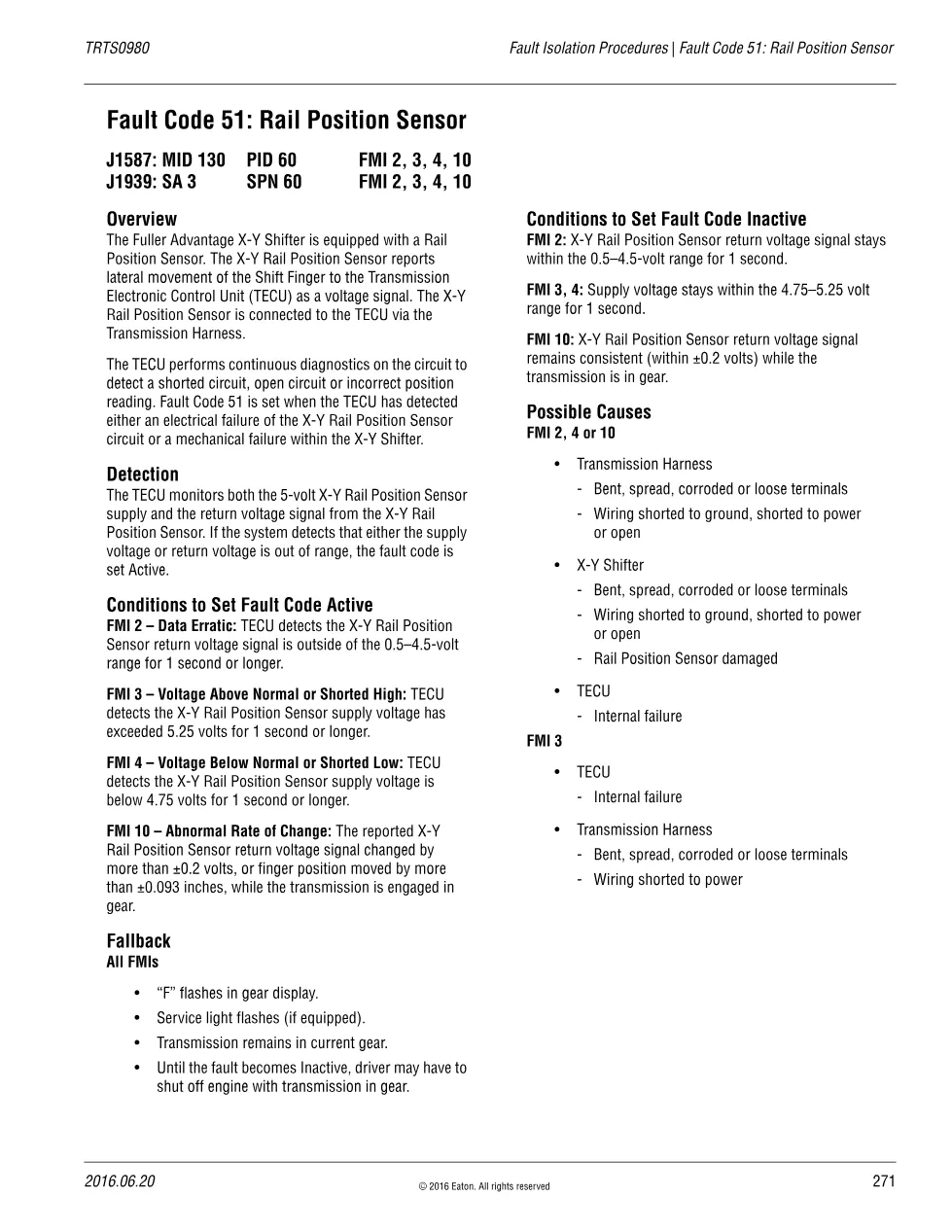 Eaton Rail Position Sensor — Fuller Advantage Fault Code 51 - preview page 1 of 3