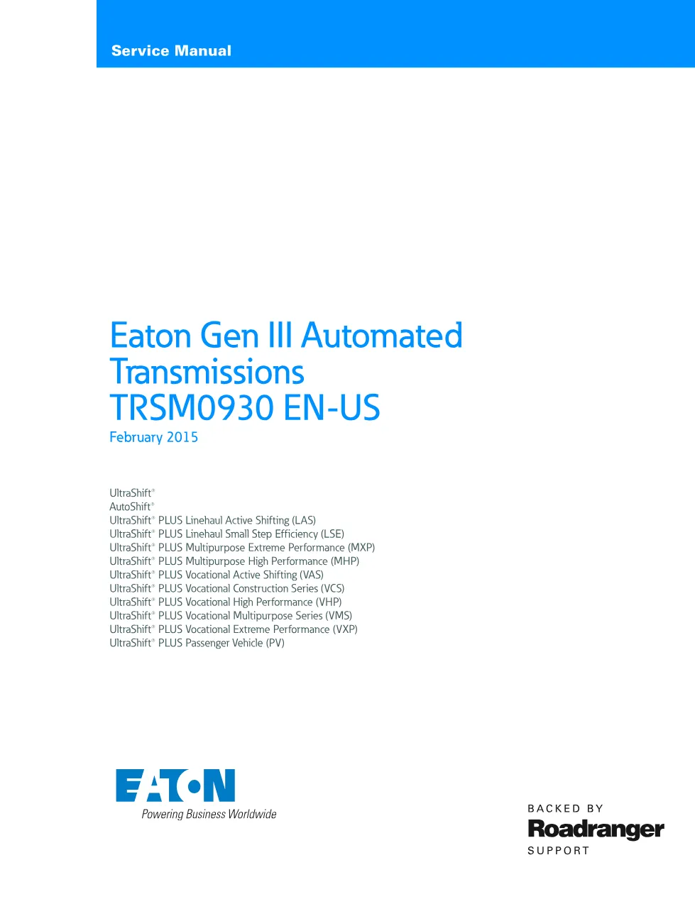 Eaton UltraShift service manual — Gen III Automated – Official - preview page 1 of 6