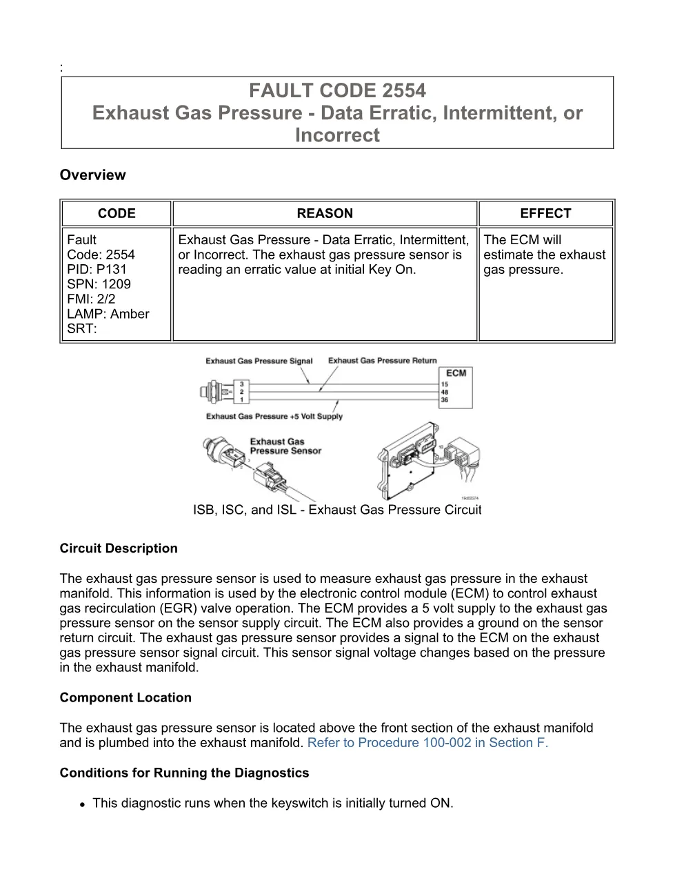 exhaust pressure fault DTCs troubleshooting manual — Fault - preview page 1 of 3