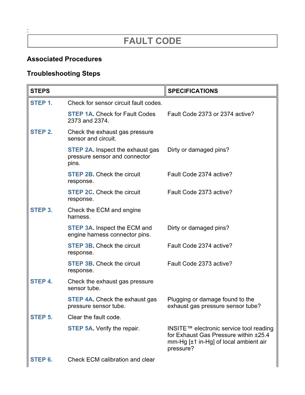 exhaust pressure fault DTCs troubleshooting manual — Fault - page 3 is available after signing in