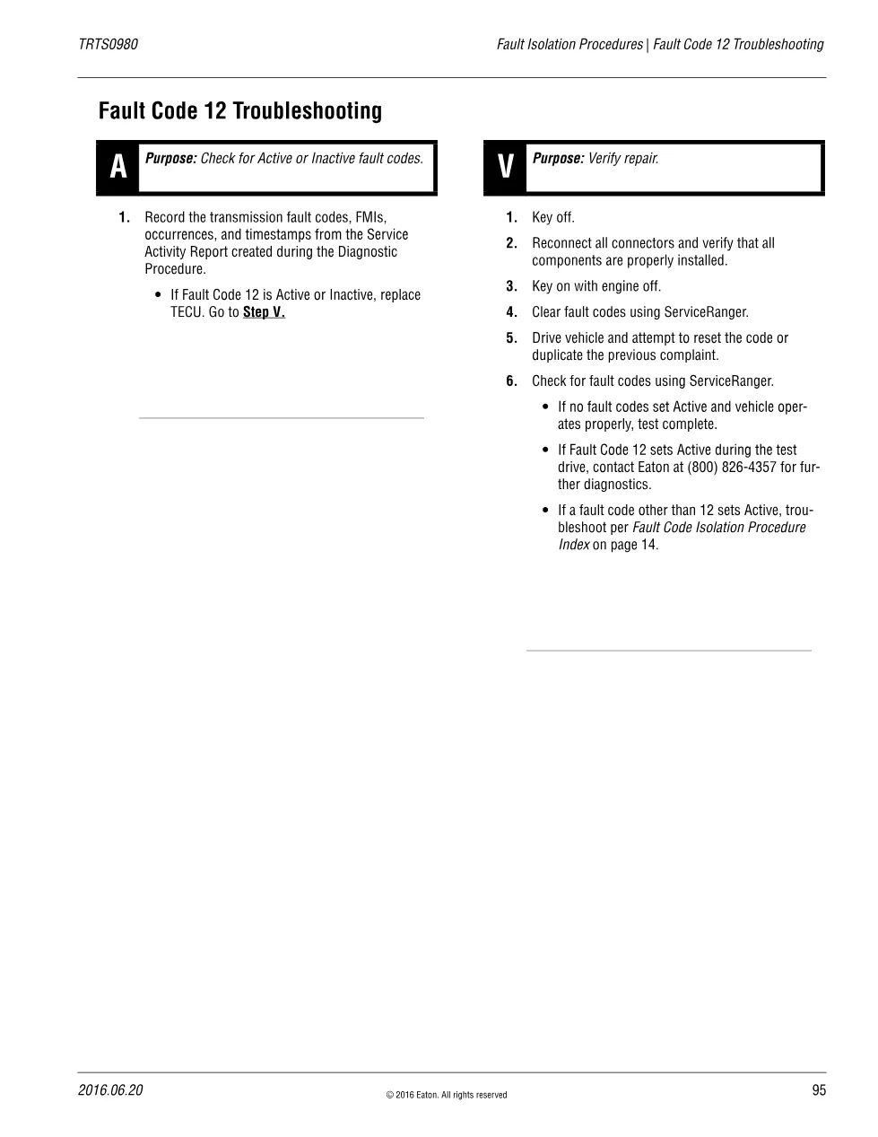 Fault Code 12 Troubleshooting — Eaton Fuller Advantage TECU, - page 1 is available after signing in