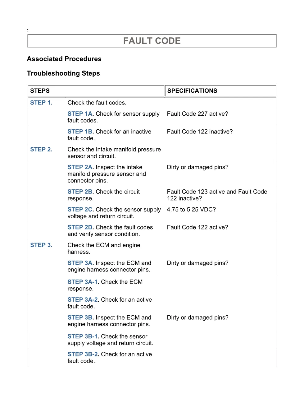fault code 122 DTCs Troubleshooting Manual — Intake Manifold 1 - page 3 is available after signing in