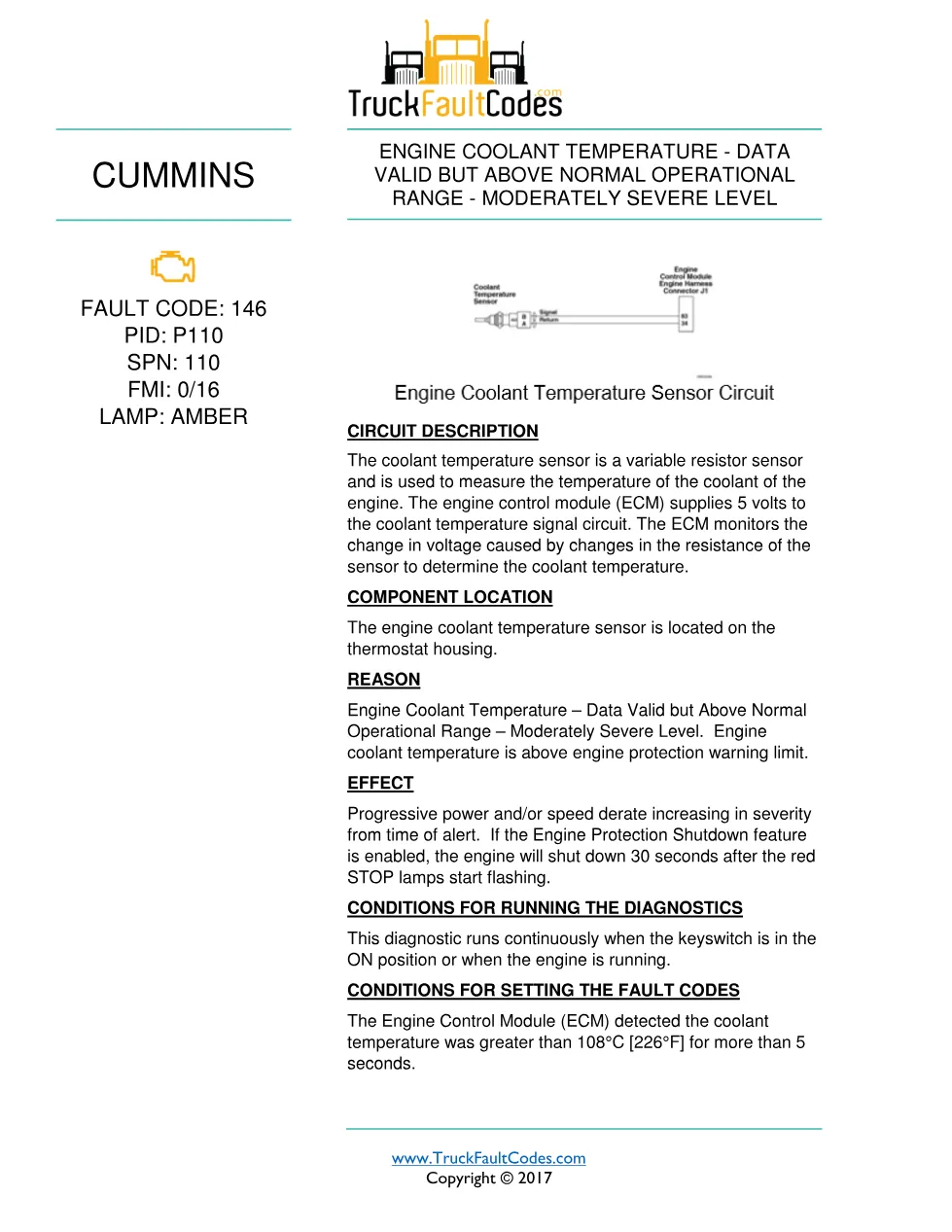 fault code 146 DTCs Troubleshooting Manual — ISB6.7 CM2350 DTC - preview page 1 of 3