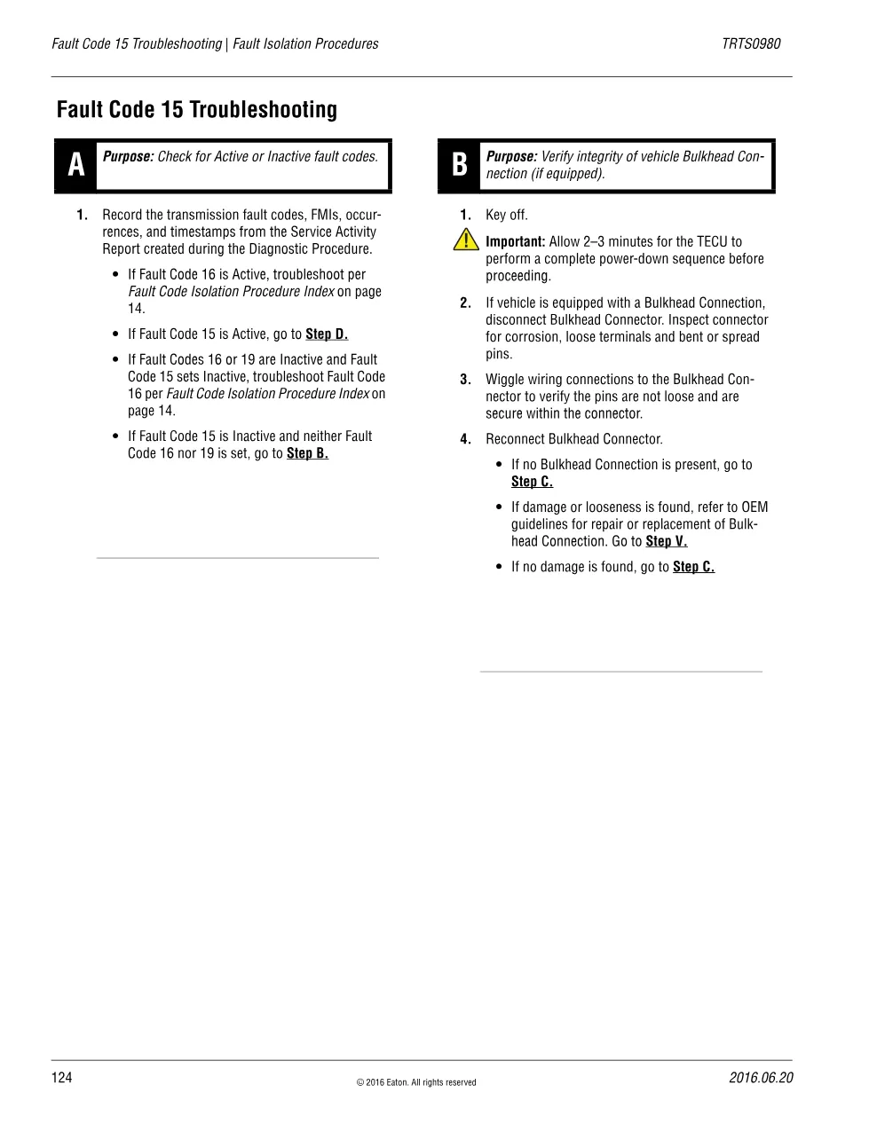 Fault Code 15 Troubleshooting — Eaton Fuller Advantage PBSC, - preview page 1 of 6