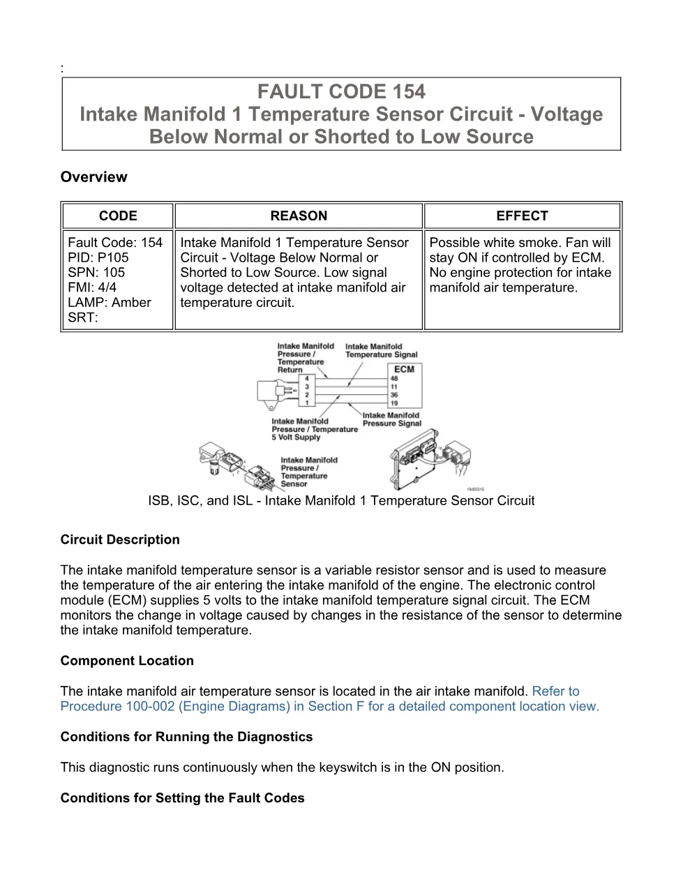 fault code 154 DTCs Troubleshooting Manual — Code 154 — PDF, - preview page 1 of 3