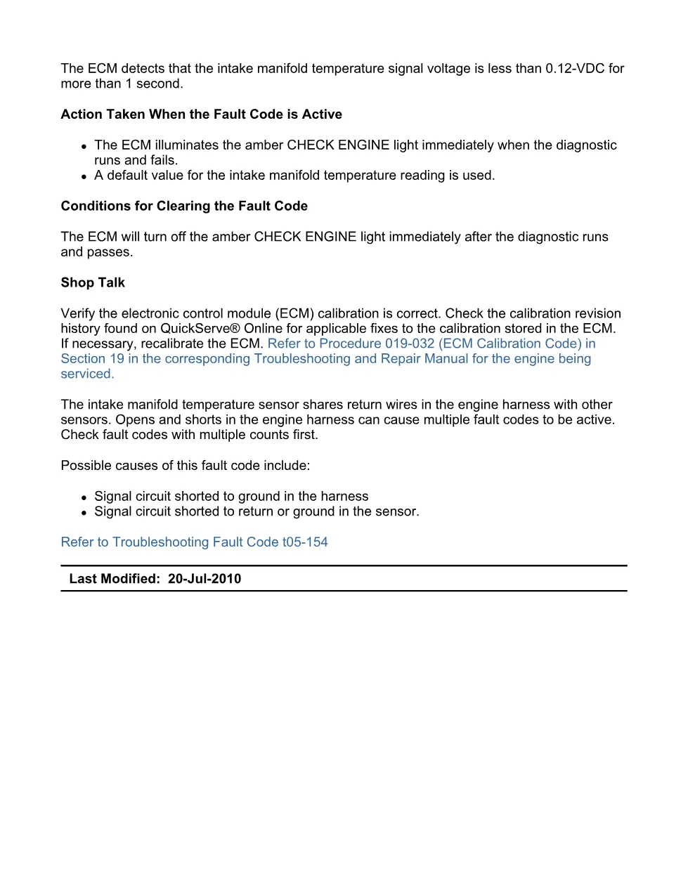 fault code 154 DTCs Troubleshooting Manual — Code 154 — PDF, - preview page 2 of 3