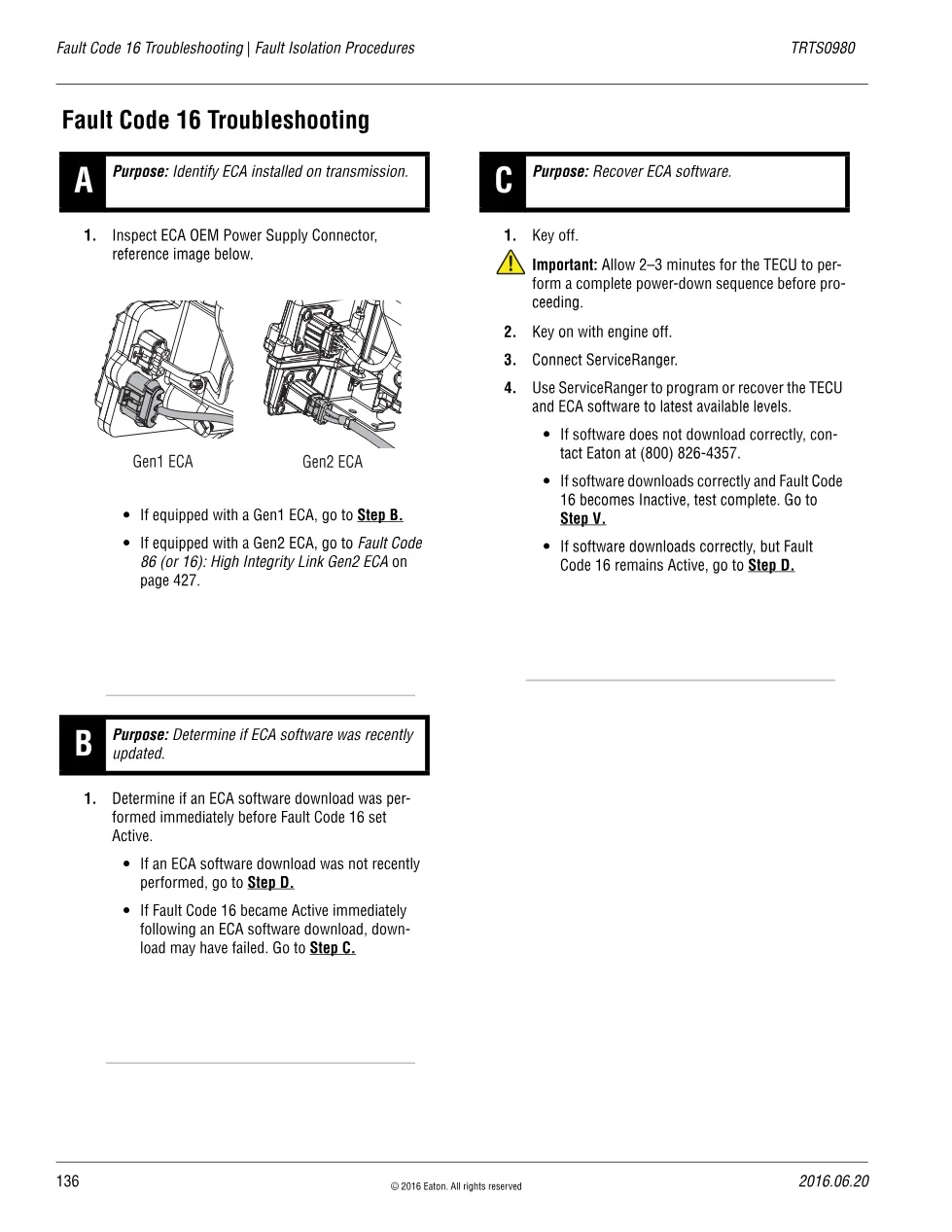 Fault Code 16 Troubleshooting — Eaton High Integrity Link, - preview page 1 of 6