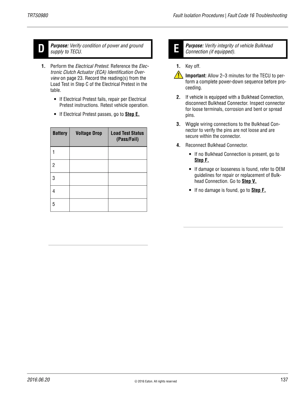 Fault Code 16 Troubleshooting — Eaton High Integrity Link, - preview page 2 of 6