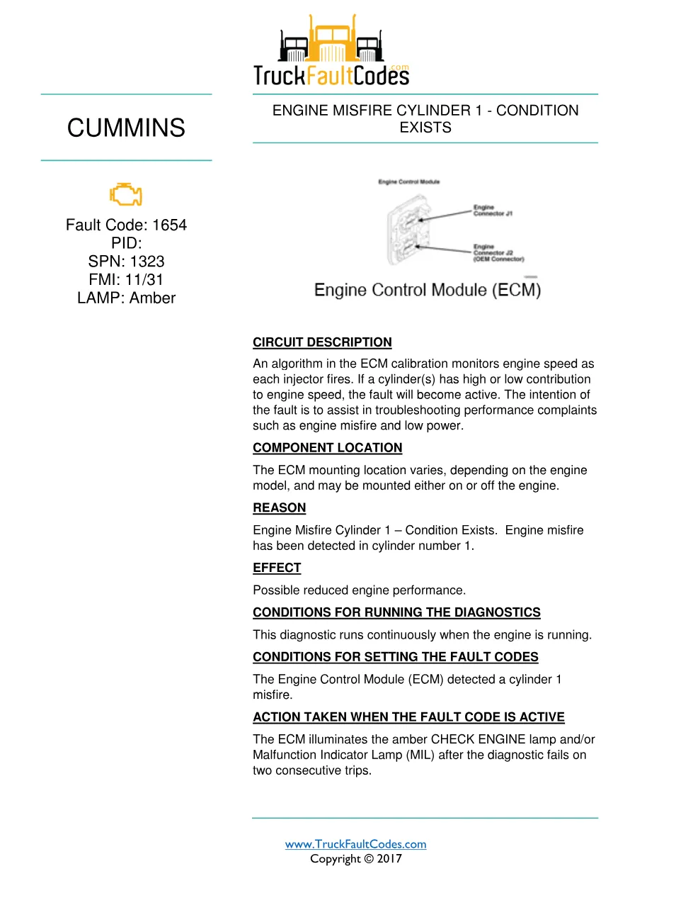 fault code 1654 DTCs troubleshooting manual — Code 1654.pdf - preview page 1 of 3