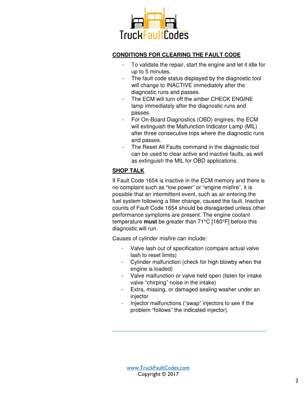 fault code 1654 DTCs troubleshooting manual — Code 1654.pdf - preview page 2 of 3