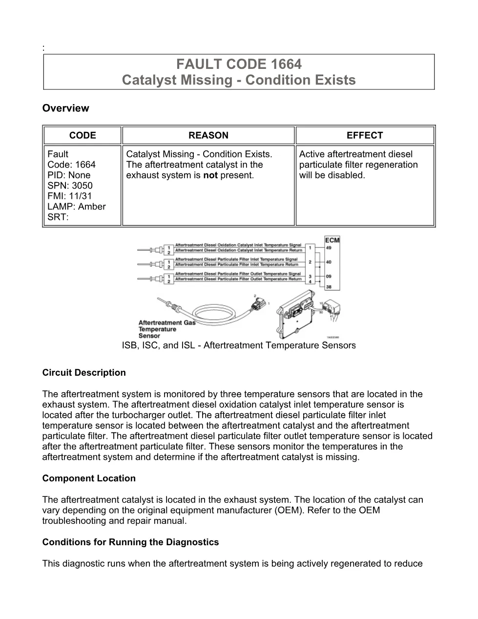 fault code 1664 DTCs troubleshooting manual — Code 1664 — PDF, - preview page 1 of 3