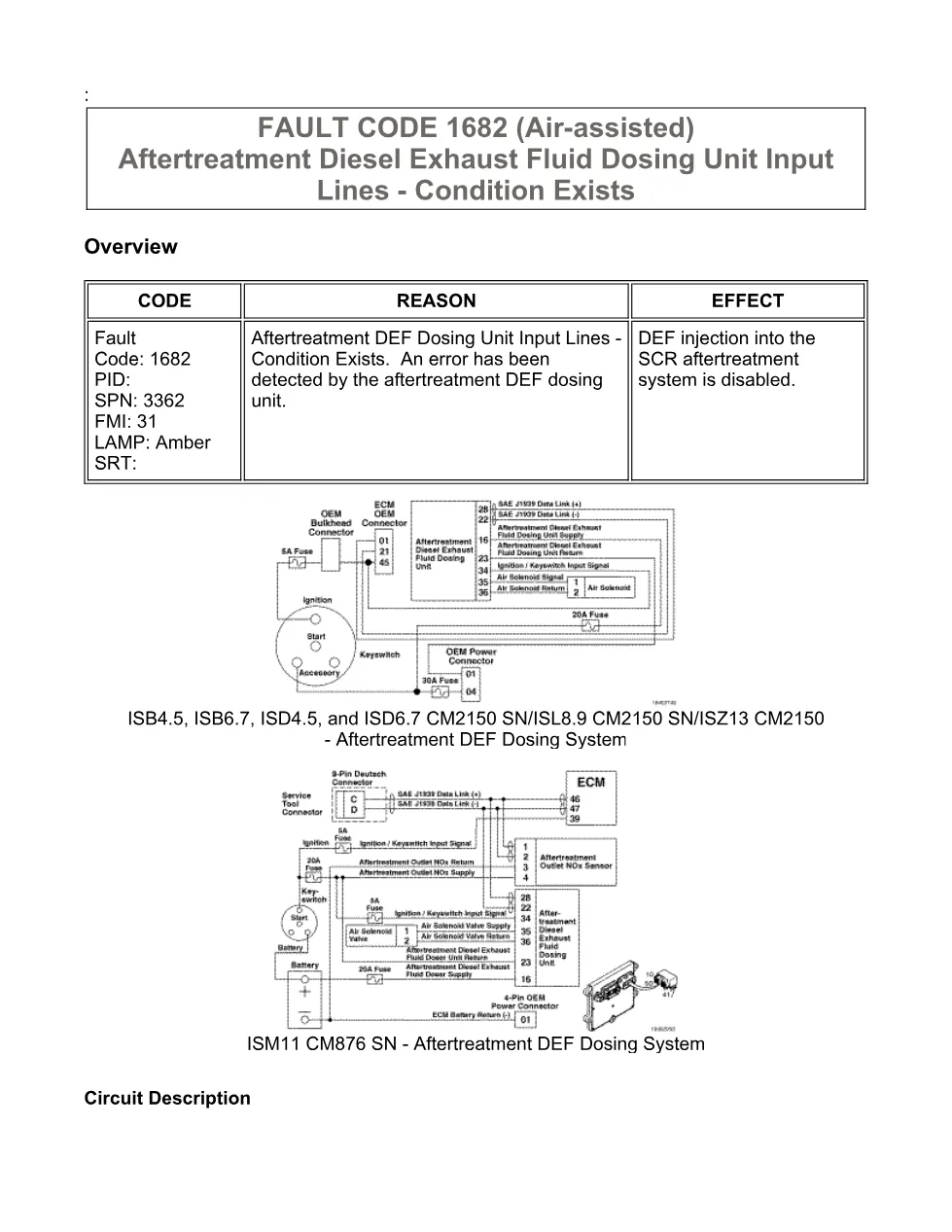 fault code 1682 DTCs Service Manual — Code 1682 — PDF, 7 pages - preview page 1 of 3