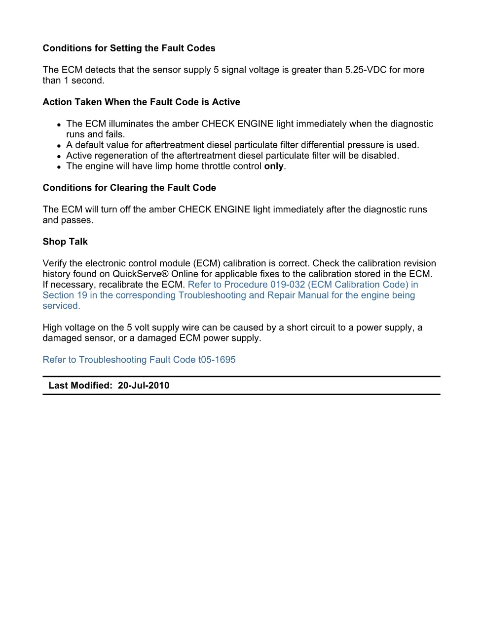fault code 1695 DTCs Diagnostic Troubleshooting — Sensor - preview page 2 of 3