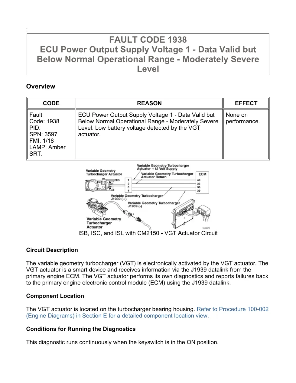 fault code 1938 DTCs troubleshooting manual — Code 1938 — PDF, - preview page 1 of 3