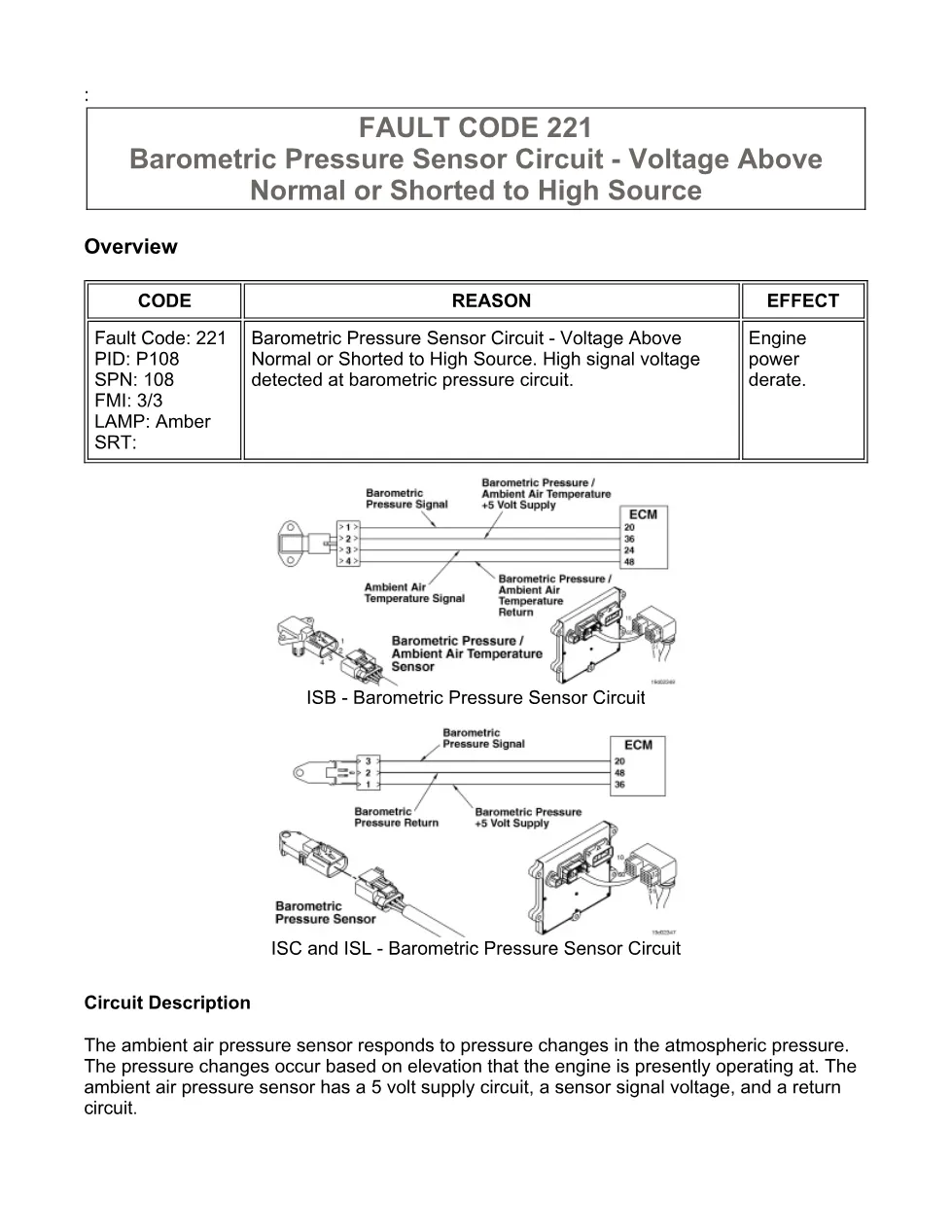 fault code 221 DTCs Troubleshooting Manual — Code 221 PDF, 15 - preview page 1 of 3