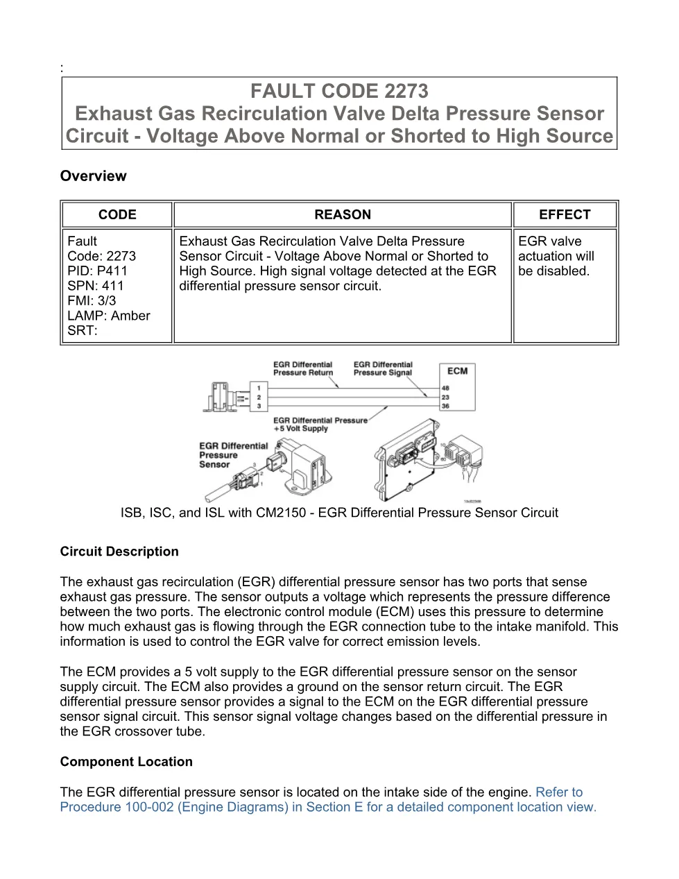 fault code 2273 DTCs Troubleshooting Manual — Code 2273 — PDF, - preview page 1 of 3