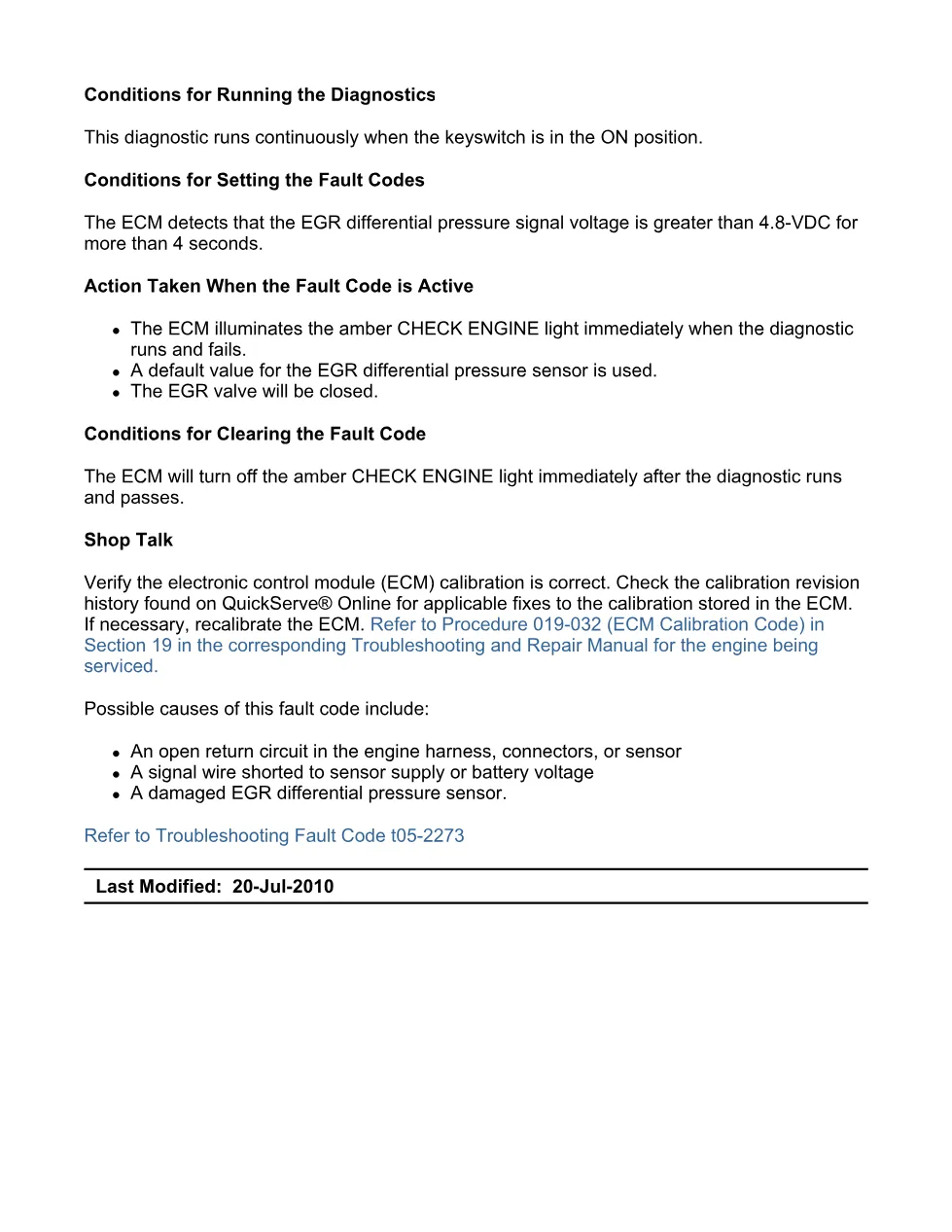 fault code 2273 DTCs Troubleshooting Manual — Code 2273 — PDF, - preview page 2 of 3
