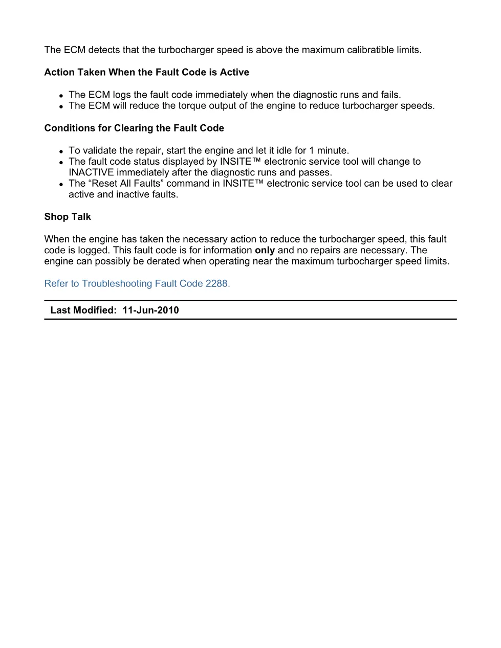 fault code 2288 DTCs troubleshooting manual – SPN 103 FMI 15 - preview page 2 of 6